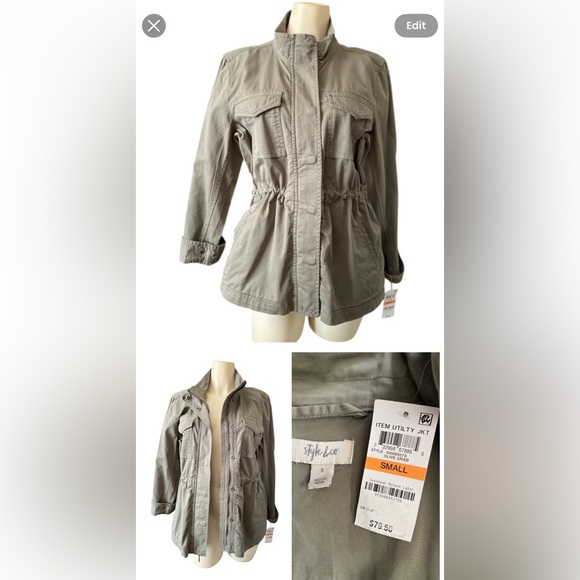 Style & Co. Jackets & Blazers - Style & Co women's twill utility spring jacket in olive drab, size small